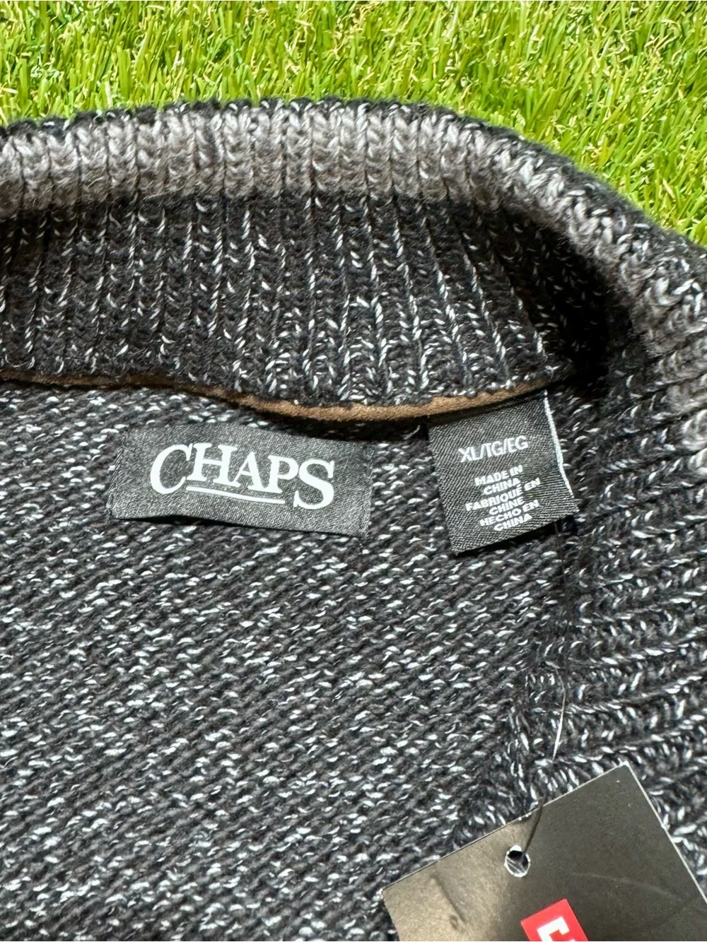 Chaps Men's Black 1/4 Zip Mock Neck Knit Pullover Sweater XL Black NWT